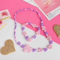 Набор детский &laquo;Выбражулька&raquo; 2 предмета: бусы, браслет, цветы ромашки с бабочкой, цвет МИКС