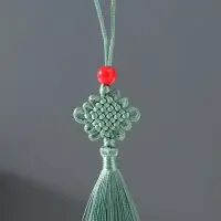 Подвеска текстиль, пластик "Узел счастья и бесконечности" лагуна 8,5 см