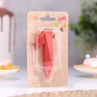 Свеча в торт &laquo;Грань&raquo;, цифра 1, красный металлик, 6.5 см