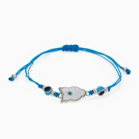 Браслет-оберег &laquo;Сова&raquo; на нити, мудрость, глазик, цвет голубой в серебре