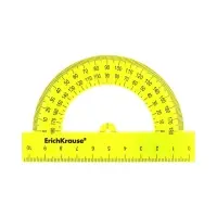 Транспортир 10см 180&deg;, ErichKrause "Neon Solid", пластик, непрозрачный, коробка-дисплей, МИКС