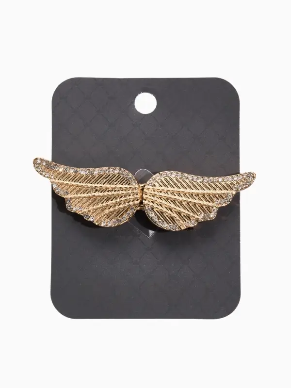 Зажим для кардигана "Ажур", крылья, цвет белый в золоте