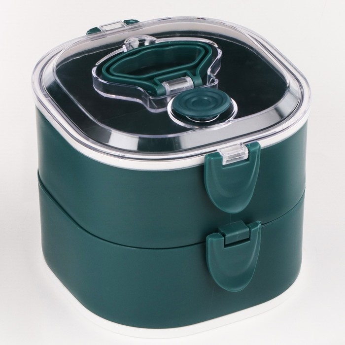 Ланч бокс с отделениями большие, контейнер для еды "Антрима", 1.85 л, с приборами, 2 уровня, 17 х 15