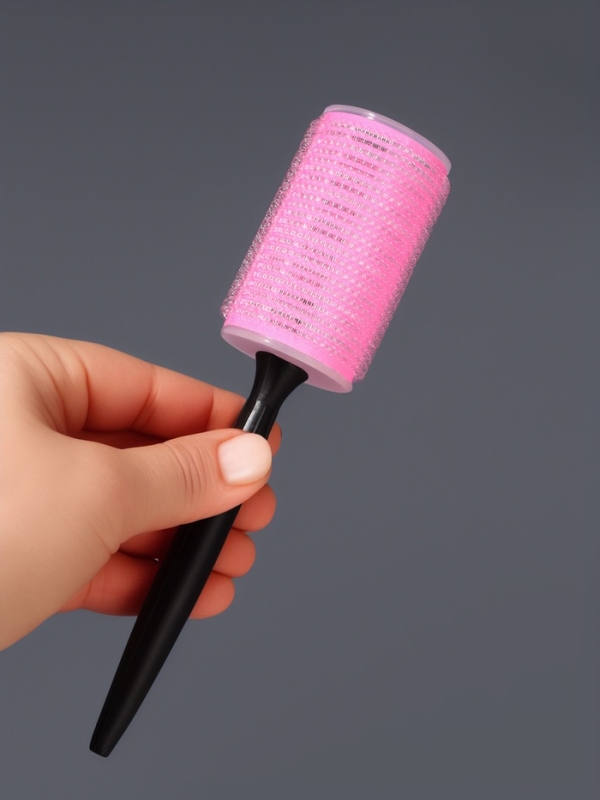 Бигуди-липучка с насадкой d4см (наб 3 шт цена за наб) розовый пакет QF