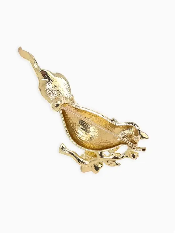 Брошь "Птичка" экзотическая, цветная в золоте