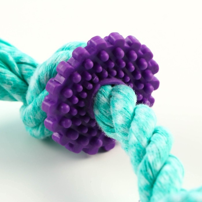 Игрушка жевательная "Шестерёнка на канате", до 20 см, бирюзовая