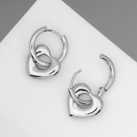 Серьги металл &laquo;Сердца&raquo; ритм, цвет серебро