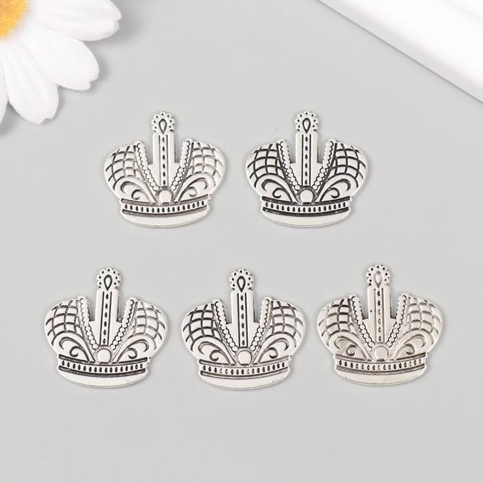 Декор металл для творчества "Корона императора" набор 5 шт 2,5х2,5 см