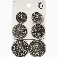 Клипсы "Винтаж" три диска, цвет чернёное серебро