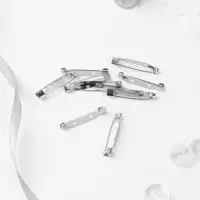 Основа для броши, 2 отверстия, 32 мм, 10 шт., цвет серебряный