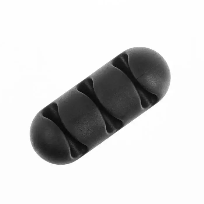 Держатель для проводов в машину TORSO, самоклеящийся, 3 деления, 5&times;2см, черный , пластик