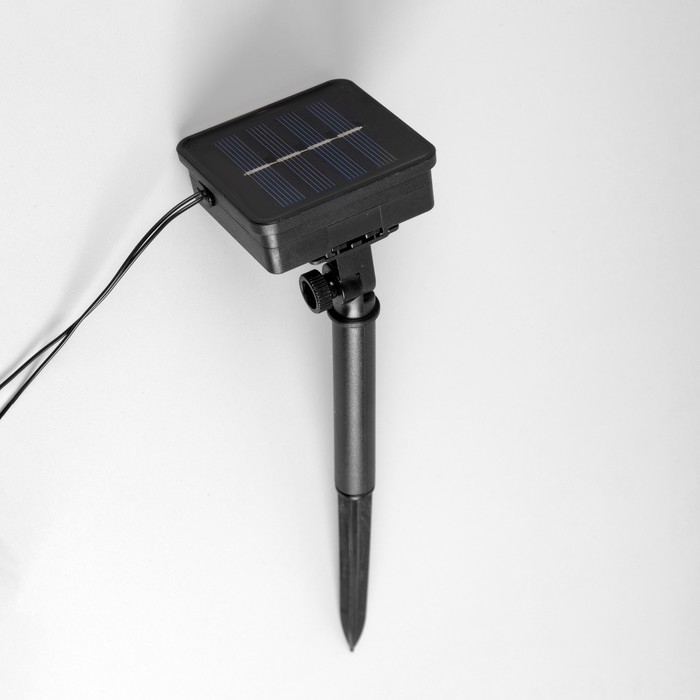 Гирлянда &laquo;Нить&raquo;, 2.7 м, с насадками в виде ламп, IP44, 10 LED, 8 режимов, солнечная батарея, тёмная нить, свечение тёплое белое