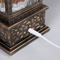 Светодиодная фигура &laquo;Фонарь с Дедом Морозом и подарками&raquo; 10 &times; 30 &times; 10 см, пластик, батарейки ААх3 (не в комплекте), USB, свечение тёплое белое