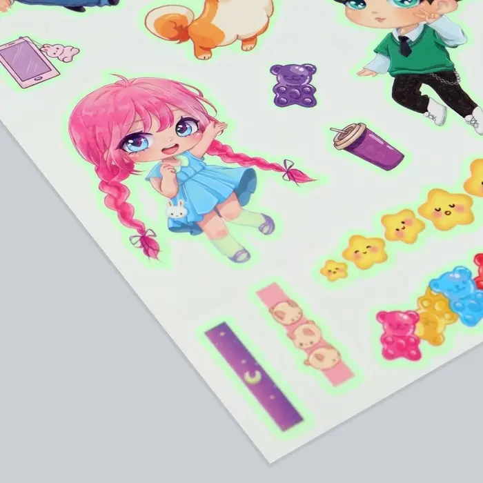 Переводные татуировки детские &laquo;Аниме&raquo;, светятся в темноте, 14&times;21 см