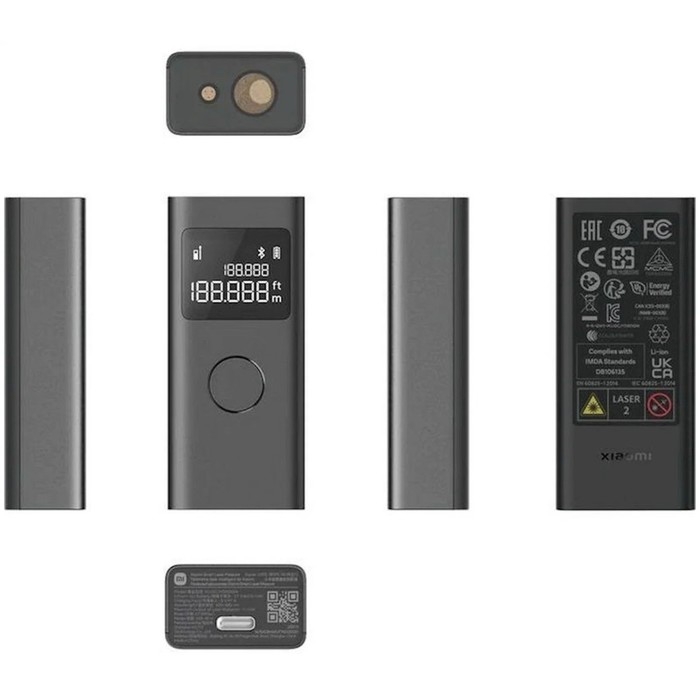 Дальномер лазерный Xiaomi Smart Laser Measure (BHR5596GL), до 40м, BT, функции расчета