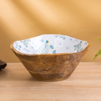 Салатник "Черепаха и цветы" дерево манго 29х29х11 см