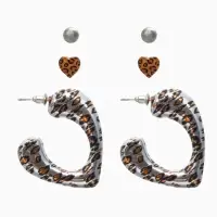 Набор серьги "Леопард" трио, цветной в серебре