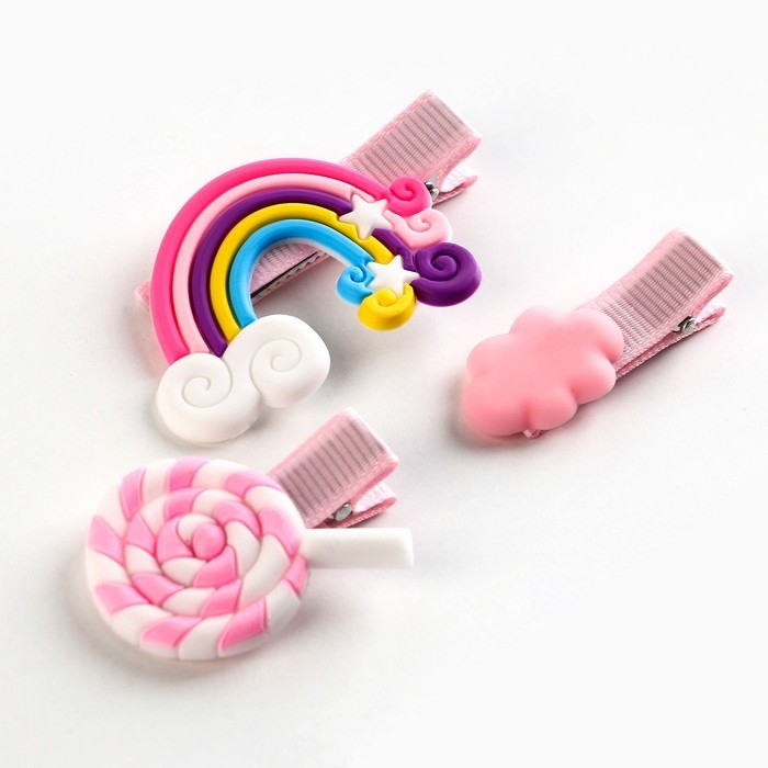 Заколки для волос детские&laquo;Мечтай как единорог&raquo;, 3 шт, 7,5 х 10 см