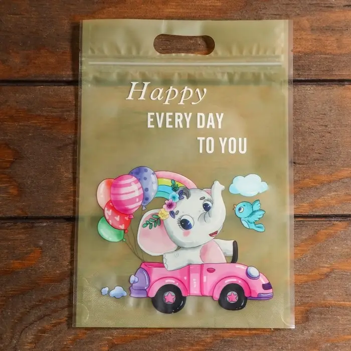 Пакет подарочный, с zip-lock застежкой, 15 х 22 см, МИКС