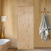 Дверной блок для бани, 190&times;70см, из сосны, на клиньях, массив