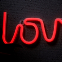 Неоновая вывеска &laquo;Любовь&raquo; 35 x 13 см, батарейки AAx3 (нет в комплекте) + USB, свечение красное