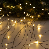 Гирлянда &laquo;Нить&raquo; 10 м роса, IP20, чёрная нить, 100 LED, свечение тёплое белое, 12 В