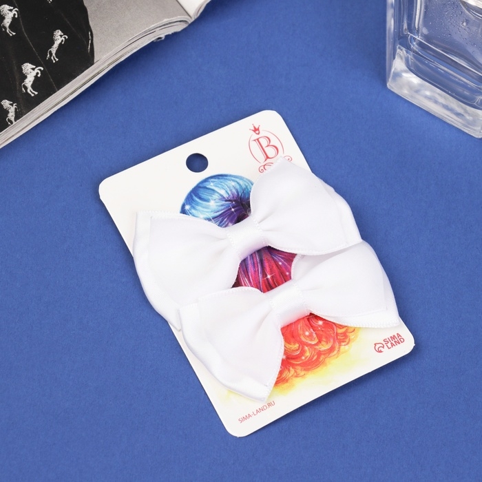 Зажим для волос Зажим для волос "Бантик Вивиан" (набор 2 шт) классик, 7 см, белый