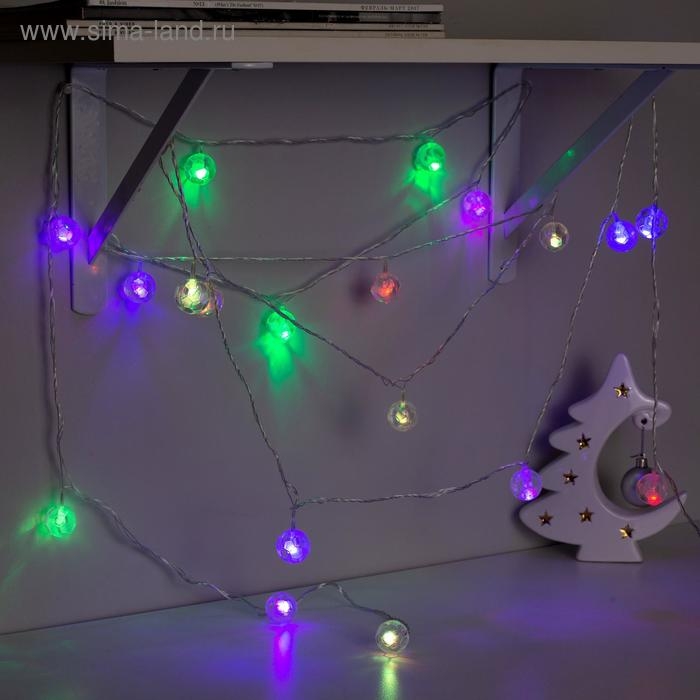 Гирлянда &laquo;Нить&raquo; 5 м с насадками &laquo;Футбольный мяч&raquo;, IP20, прозрачная нить, 20 LED, свечение мульти (RG/RB), мигание, 220 В