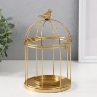 Подсвечник металл "Птичка на клетке" н-р 3 шт d=5;6;8 см золото 9,5х15,5; 12х21; 15,5х25 см 101825 Подсвечник металл "Птичка на клетке" н-р 3 шт d=5;6;8 см золото 9,5х15,5; 12х21; 15,5х25 см 101825