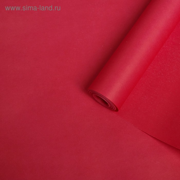 Бумага упаковочная крафт двусторонняя, малиновый, 0,5 х 10 м, 70 г/м&sup2; /м2