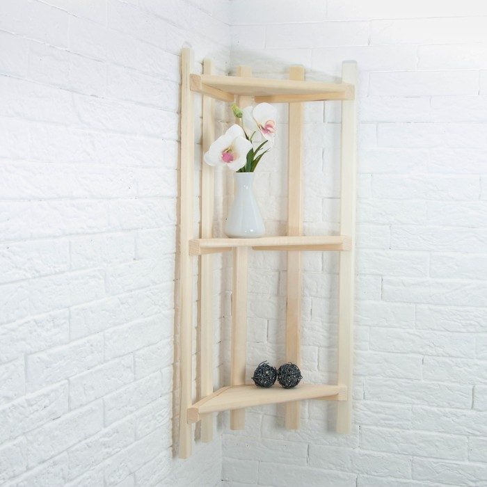 Полка угловая 3 яруса 38&times;75&times;16см, липа "Добропаровъ"