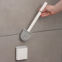 Ёршик для унитаза силиконовый Доляна &laquo;Лилу&raquo;, 4,3&times;9,5&times;36 см, цвет белый