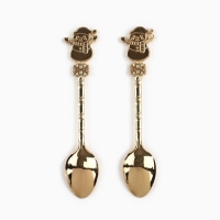 Ложки новогодние чайные с формовой ручкой &laquo;Новый год: Все желания сбудутся&raquo;, 11 х 3 см