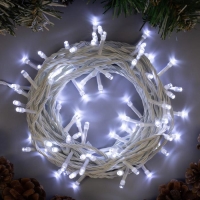 Гирлянда «Нить» 10 м, IP20, белая нить, 100 LED, свечение белое, 8 режимов, 220 В Гирлянда «Нить» 10 м, IP20, белая нить, 100 LED, свечение белое, 8 режимов, 220 В