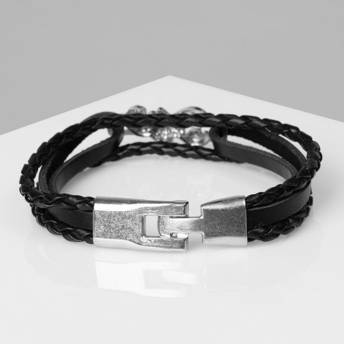 Браслет мужской &laquo;Крепость&raquo; скорпион, цвет чёрный с серебром, 21,5 см