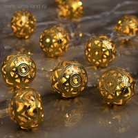 Гирлянда «Нить» 4 м с насадками «Шарик с орнаментом», IP20, прозрачная нить, 20 LED, свечение тёплое белое, 8 режимов, 220 В Гирлянда «Нить» 4 м с насадками «Шарик с орнаментом», IP20, прозрачная нить, 20 LED, свечение тёплое белое, 8 режимов, 220 В