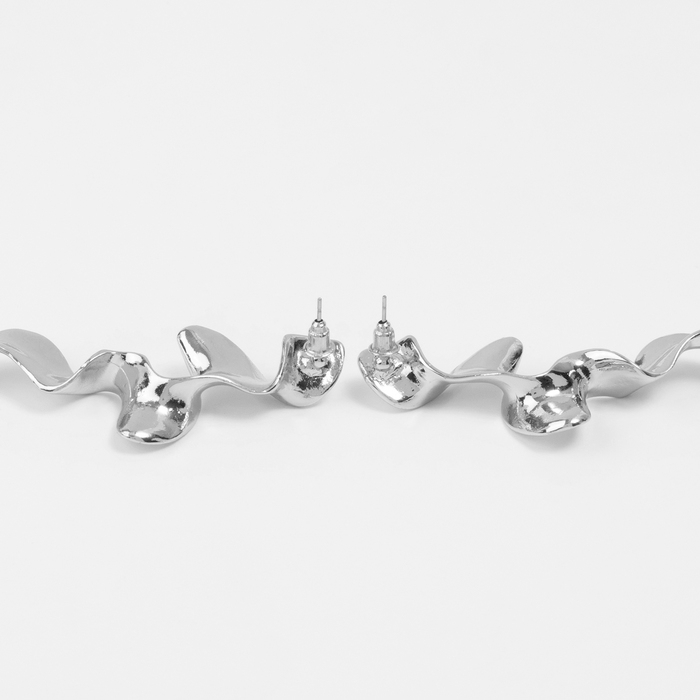 Серьги металл &laquo;Блеск&raquo; волна, цвет серебро