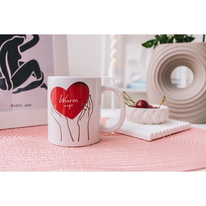 Кружка - хамелеон керамическая Доляна Warm up, 350 мл, цвет белый