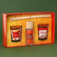 Набор новогодних свечей с аромадиффузором "Чудес, тепла и уюта", аромат мандарин Набор новогодних свечей с аромадиффузором "Чудес, тепла и уюта", аромат мандарин