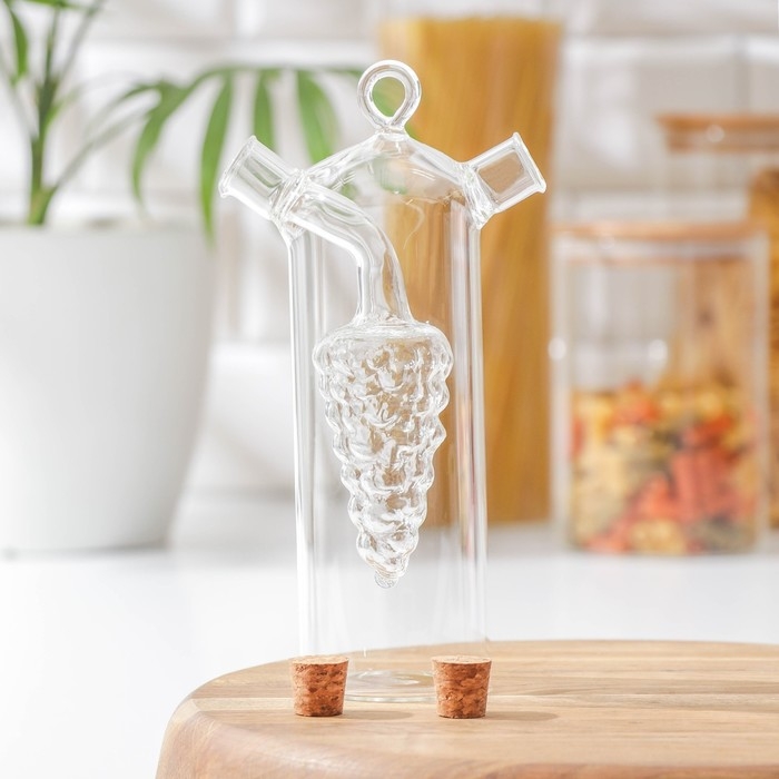 Бутыль стеклянный для соусов и масла 2 в 1 &laquo;Фьюжн. Виноград&raquo;, 300/50 мл, 11&times;6,5&times;18 см