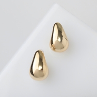 Серьги пластик &laquo;Капля&raquo; структура мини, цвет золото