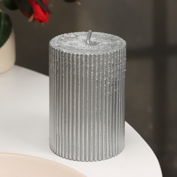 Свеча "Рельеф", 7&times;10см, серебристый