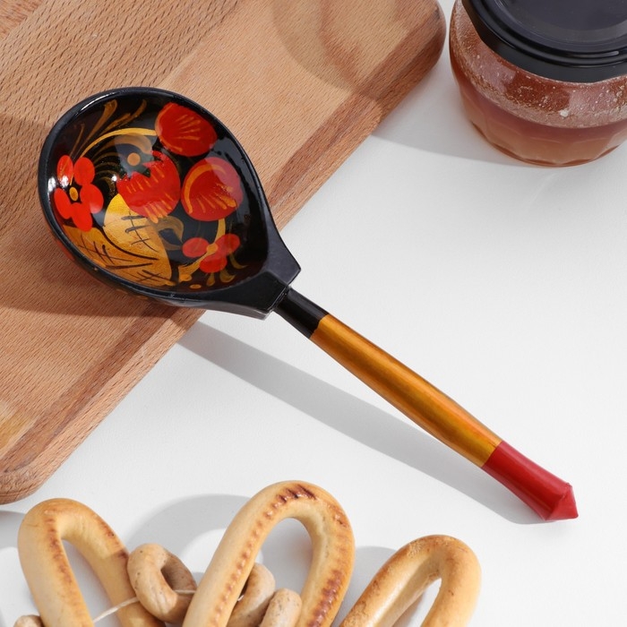 Ложка деревянная &laquo;Традиционная&raquo;, полубаская, 19&times;6 см, МИКС