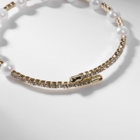 Браслет жемчуг &laquo;Ноэль&raquo; шар №4, цвет белый в золоте, d=6 см