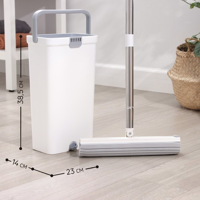 Швабра с отжимом и ведро Raccoon: швабра 32&times;5&times;132 см, ведро для полоскания и отжима 14 л