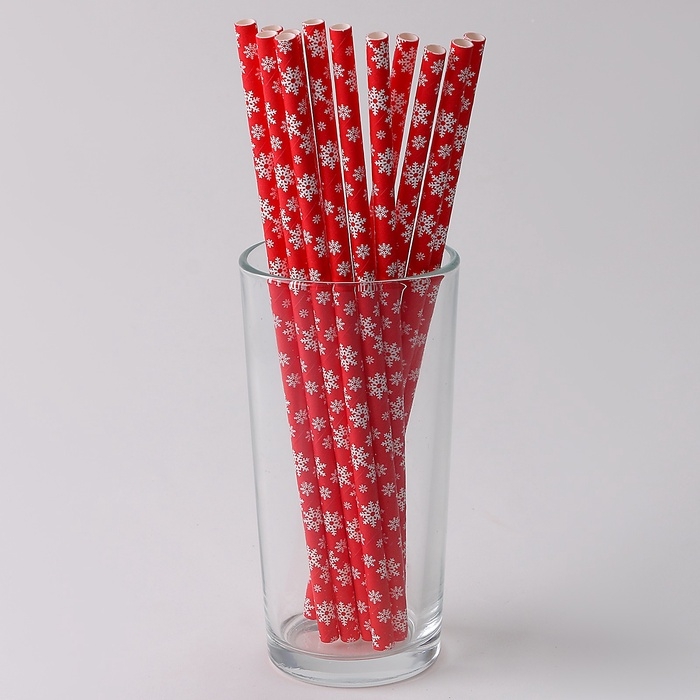 Новый год! Трубочки для коктейля &laquo;Снежинки&raquo;, набор 12 шт.