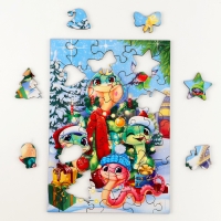 Пазлы фигурные деревянные на новый год «Змея.Зимние игры», 44 элементов, символ года 2025 Пазлы фигурные деревянные на новый год «Змея.Зимние игры», 44 элементов, символ года 2025