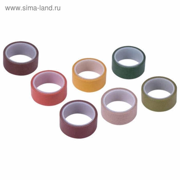 Клейкие WASHI-ленты д/декора Клейкие WASHI-ленты д/декора "ИНТЕНСИВ", 7 тёпл цветов,15 мм х 3 м (набор 7шт)рисовая бумага
