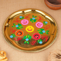 Набор &laquo;Цветы на золотом&raquo;, жёлудь, 3 предмета, самовар 3 л, заварочный чайник 0,7 л, поднос