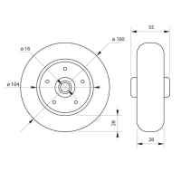 Колесо для транспортных тележек, d=160 мм Колесо для транспортных тележек, d=160 мм